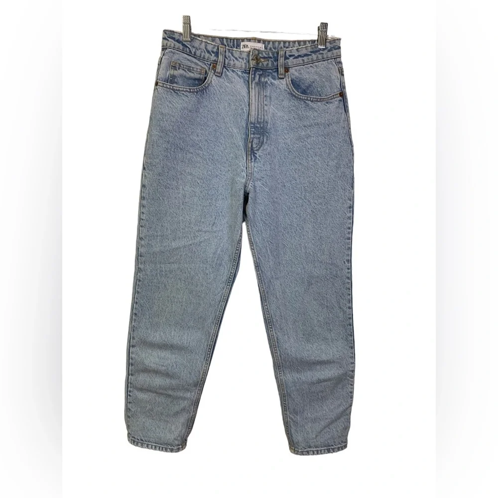 Zara High Waist Light Wash Ankle Denim Jeans - Picture 2 of 5